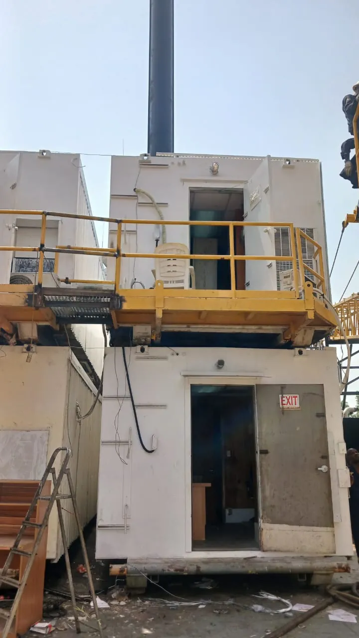 Accommodation containers on the barge deck that the Wi-Fi was carried into