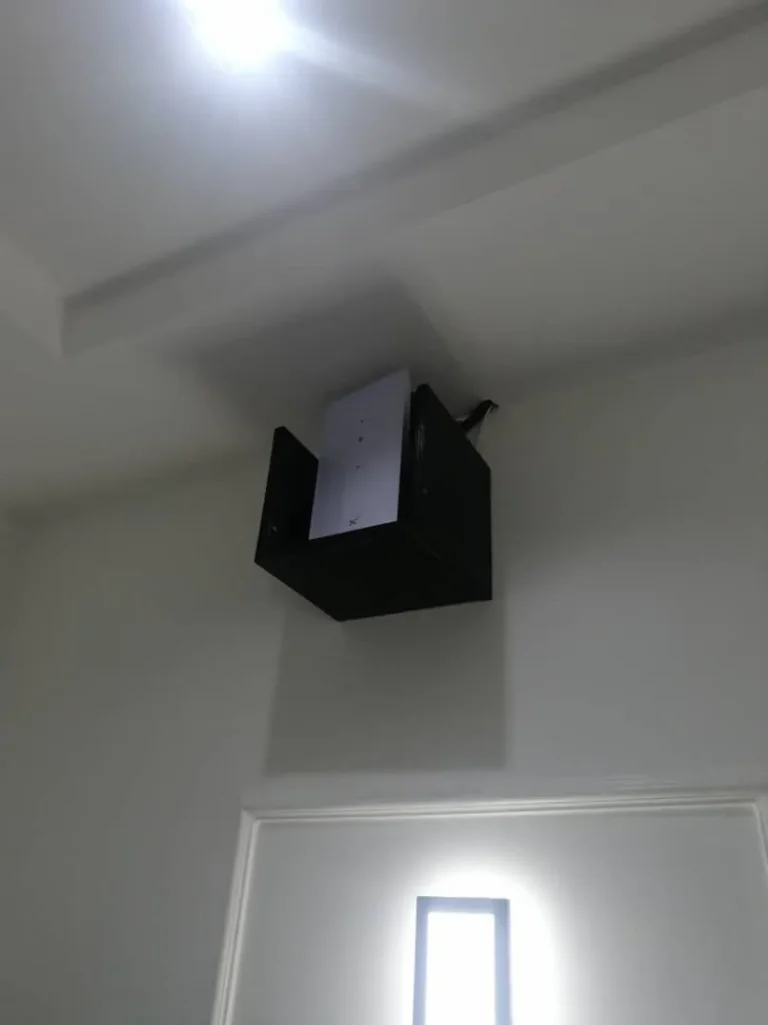 Starlink router in a wall-mounted box