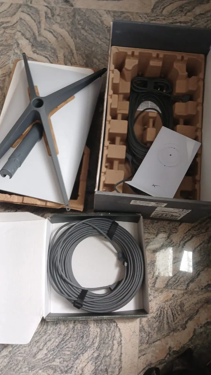 Starlink kits unboxed on site before installation