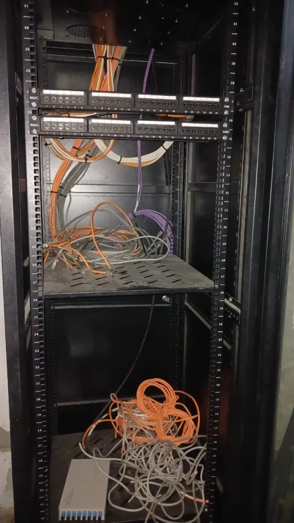 Network rack where the Starlink lines were terminated