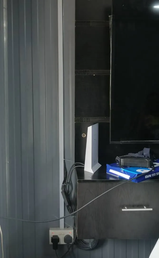 Starlink router set up inside the cabin