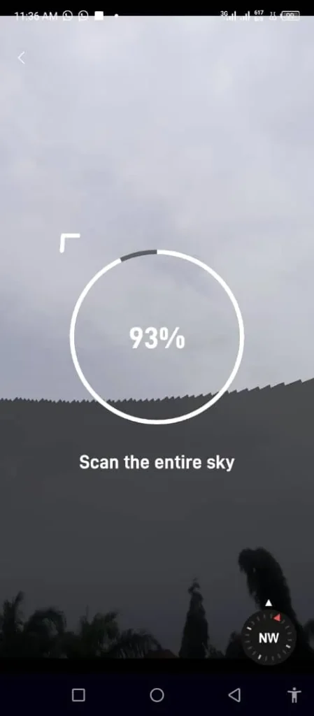 Starlink app obstruction scan in progress before installation